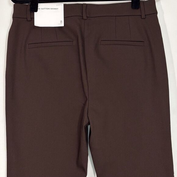 Loft Sutton Skinny Curvy Ankle Pants Stretch Preppy Work Career Brown Size 8 NWT - Picture 4 of 8